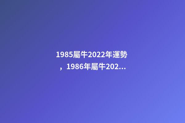 1985屬牛2022年運勢，1986年屬牛2022 年運勢 1985年牛2022年運勢如何 財運職場大幅度改善